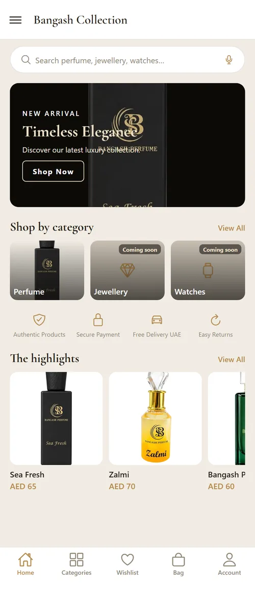 Bangash Collection app on Android — home screen